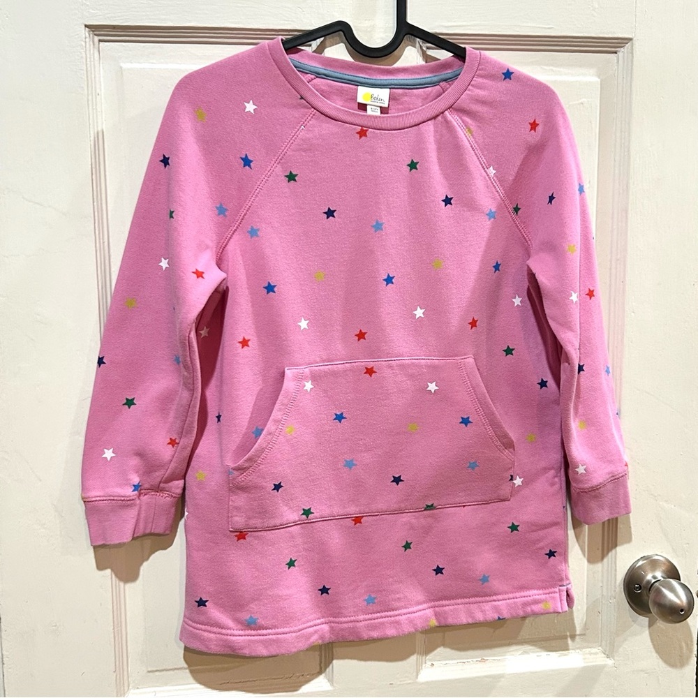 {Boden} Girls' Pink Stars Sweatshirt Pullover Size 9-10
